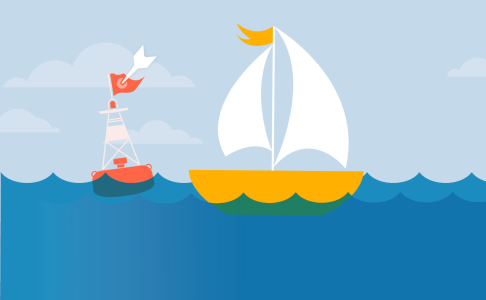 illustration of sailboat and buoy on ocean